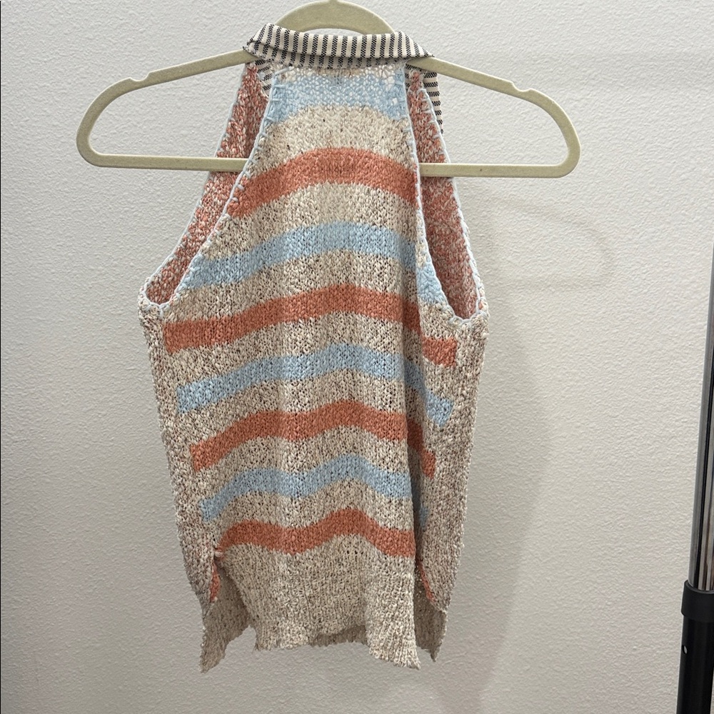 Pol Multicolor Sleeveless Split Neck Sweater With… - image 2